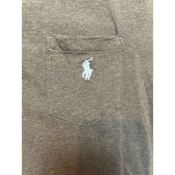 Polo Ralph Lauren Mens XL Brown Long Sleeve Logo Crewneck Pocket Tee - Picture 3 of 8